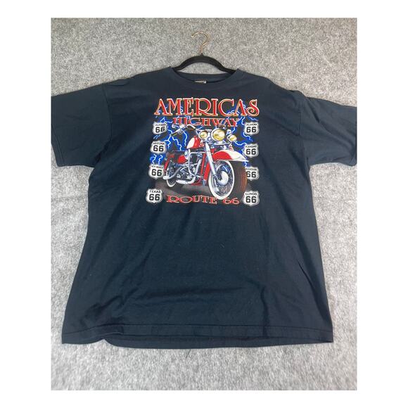 VTG Americas Highway Route 66 Graphic T Shirt Mens Large Black Fruit Of The Loom - Picture 1 of 7